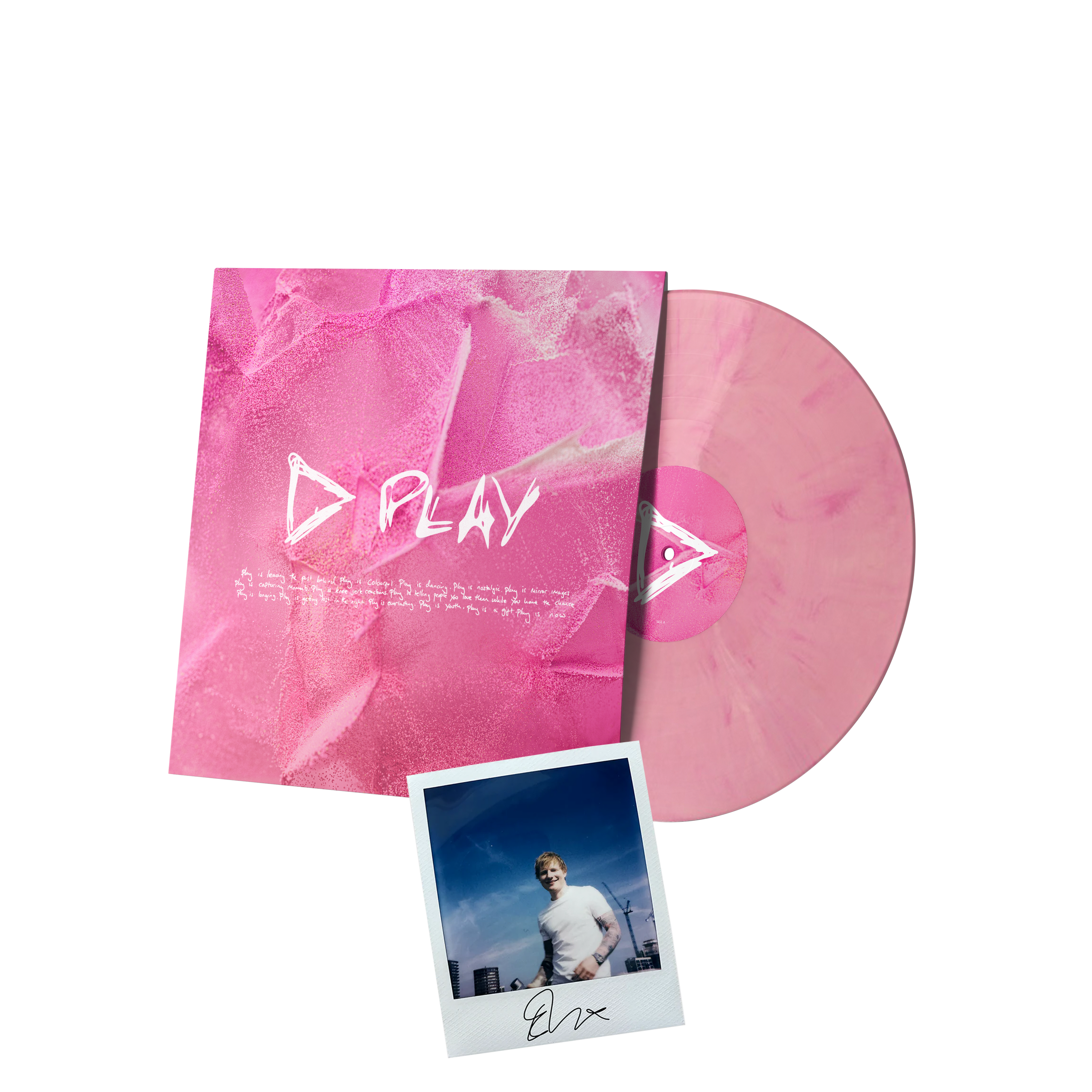 Ed Sheeran - Play Pink & White LP (Exclusive) & Signed Photo Print