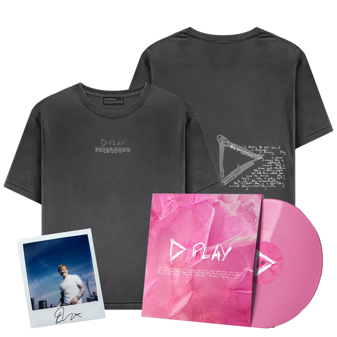 Ed Sheeran - Play Charcoal T-Shirt & Album Vinyl Bundle (Signed)