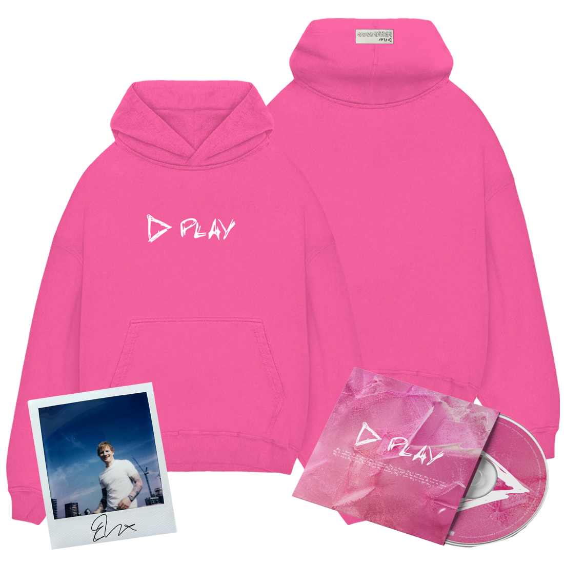 Ed Sheeran - Play Pink Hoodie & Album CD Bundle (Signed)