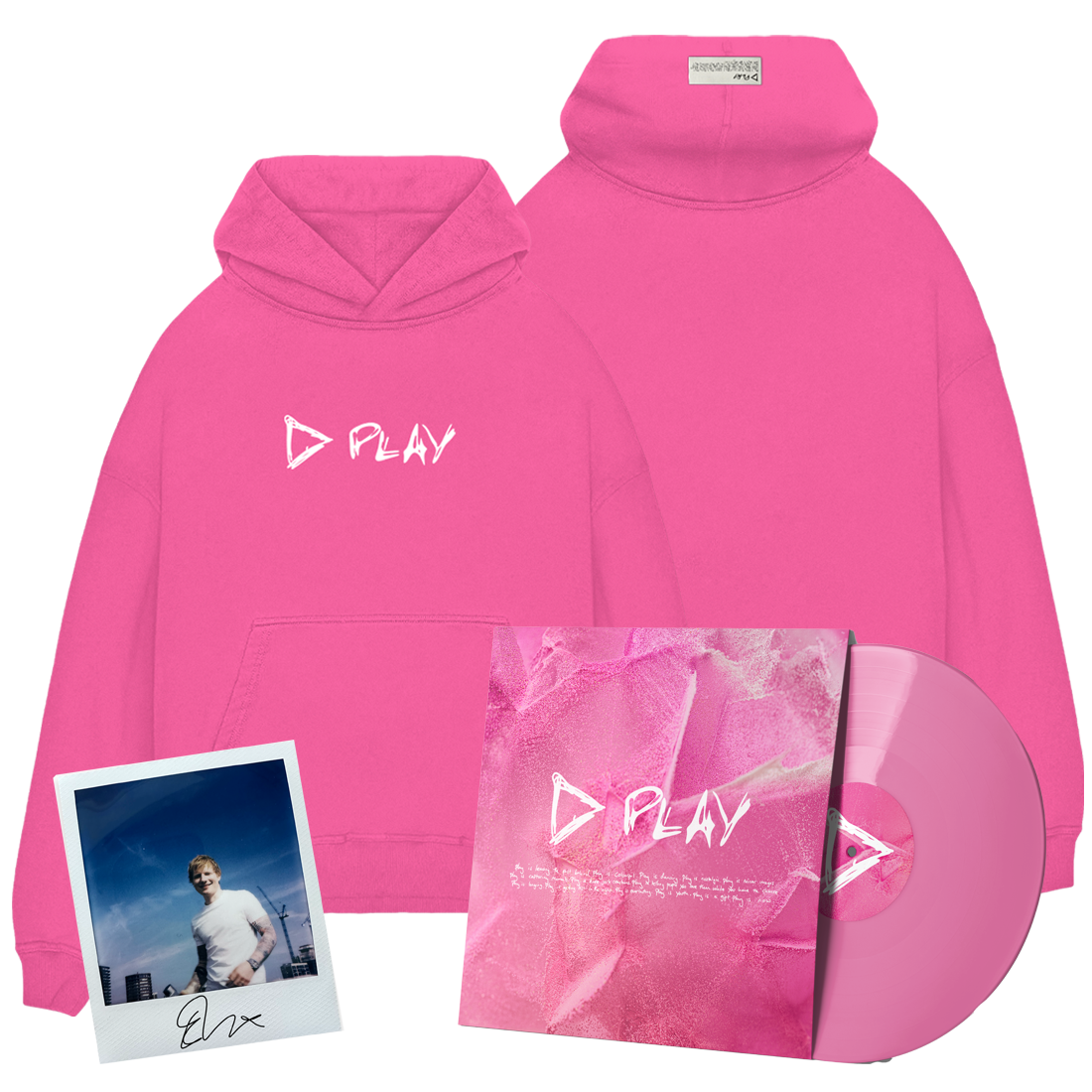 Ed Sheeran - Play Pink Hoodie & Album Vinyl Bundle (Signed)
