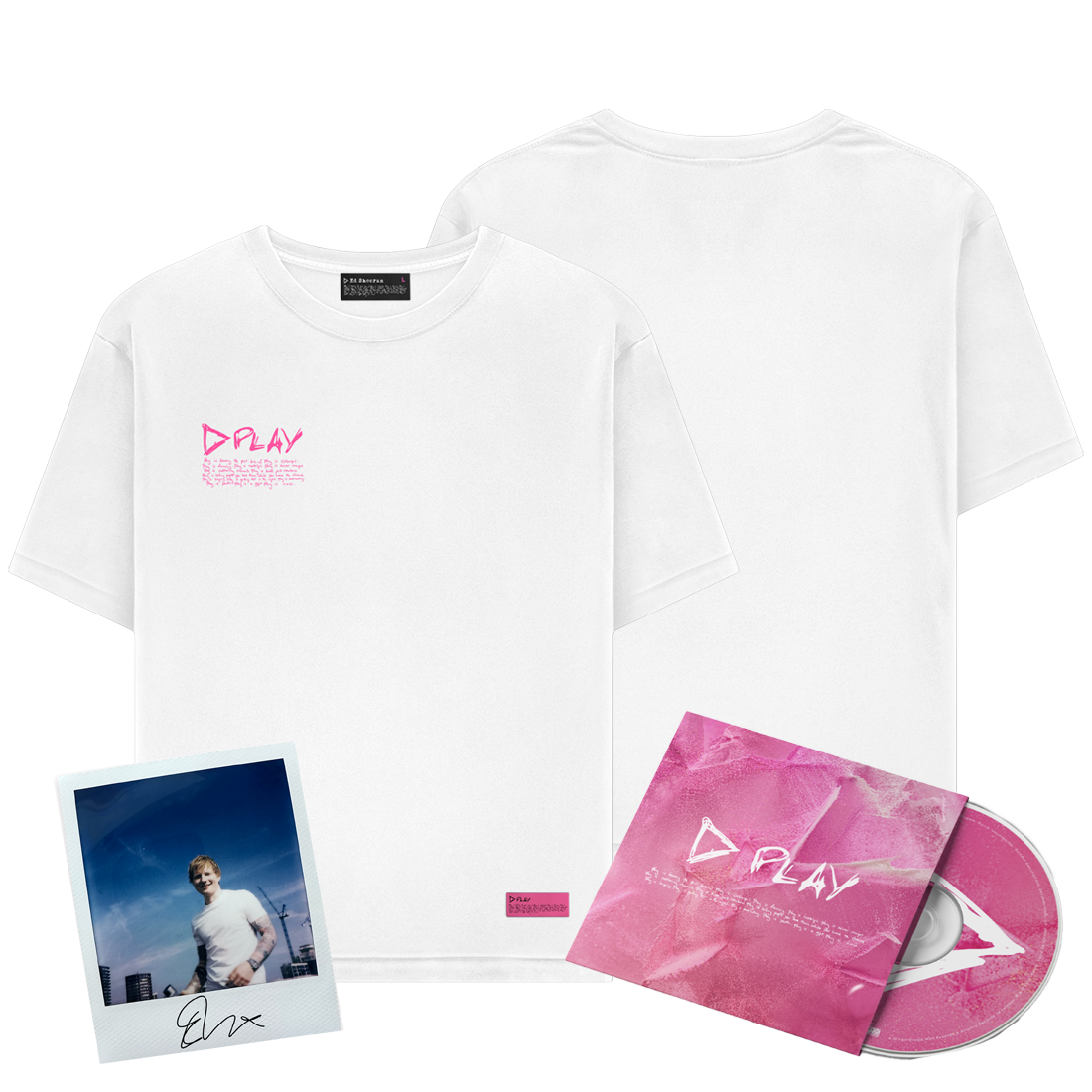 Ed Sheeran - Play White T-Shirt & Album CD Bundle (Signed)