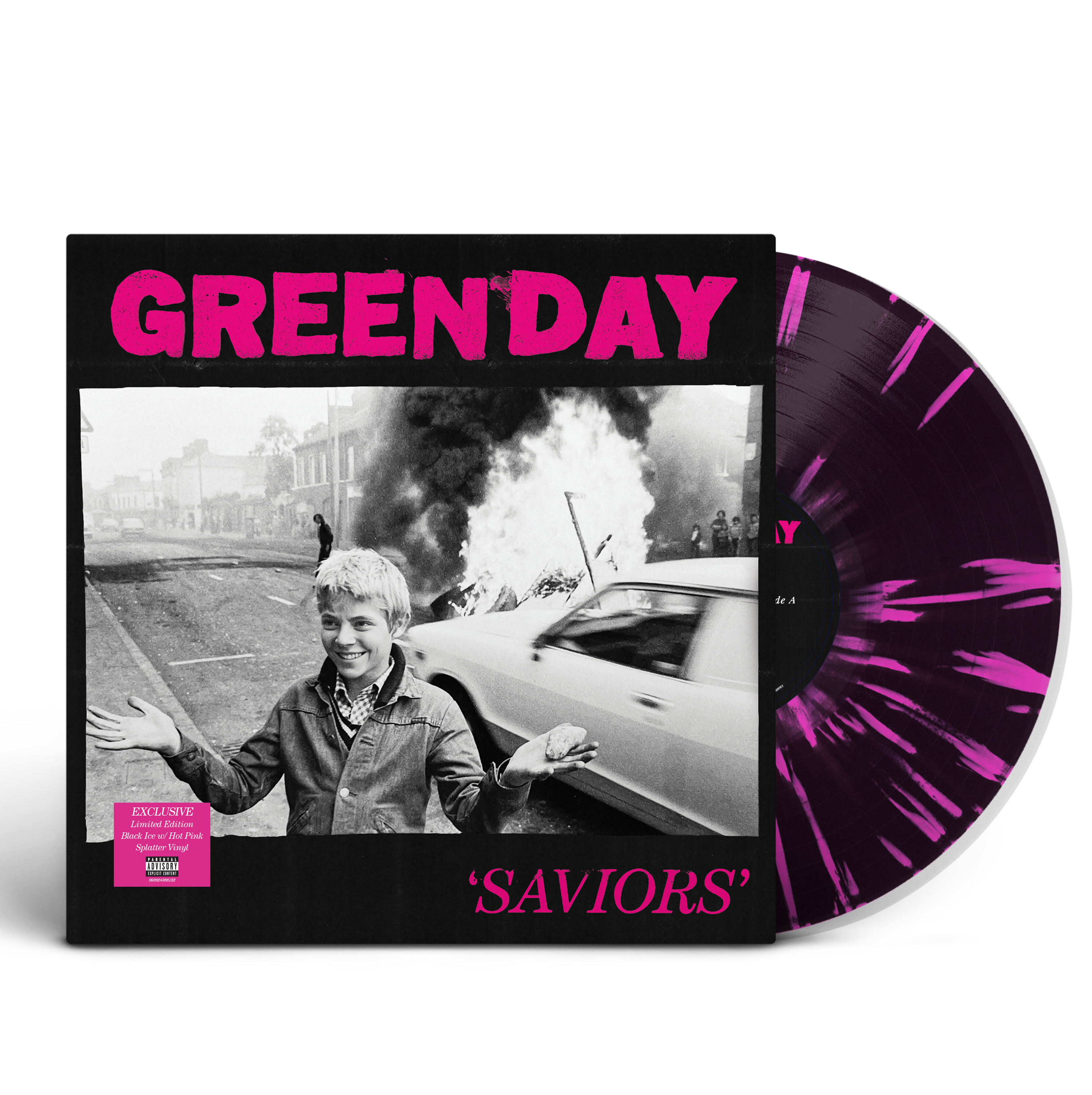 Green Day - SAVIORS Lt Ed Store Exclusive Black Ice w Hot Pink Splatter Vinyl LP